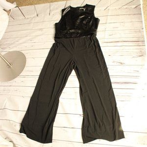 Newport News Black Faux Leather Jumpsuit
